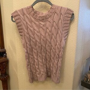 NWT~ELIE TAHARI Women Beige Viscose Blend Cable Knit Sleeveless Tank Top Size XS